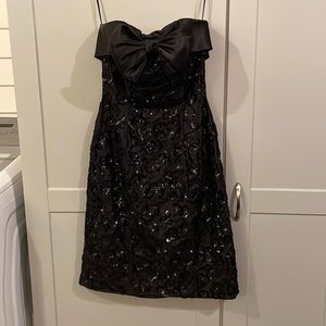 Vintage strapless sequin midi with satin bow cocktail dress